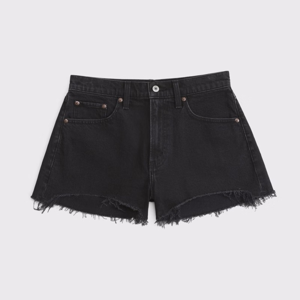 Abercrombie & Fitch Black Jean Shorts Distressed Hem